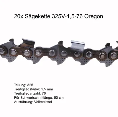 Produktbild von 20 Stück Oregon Sägeketten 21LPX 325 | 1 .5 mm | 76 TG Ersatzkette