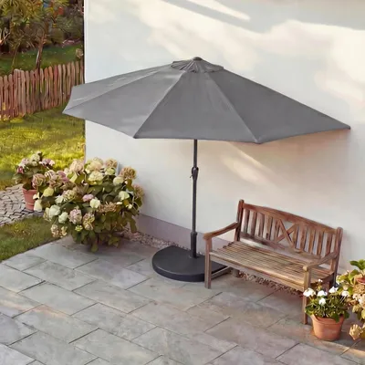 Produktbild von Sonnenschirm halbrund Parla, Halbschirm Balkonschirm, UV 50+ Polyester/Alu 3kg - 300cm anthrazit mit Ständer