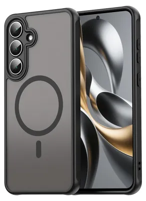 A smartphone case is shown next to a smartphone.