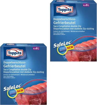Produktbild von Toppits Doppel-Verschluss Gefrierbeutel 6x8 Liter (2er Pack)
