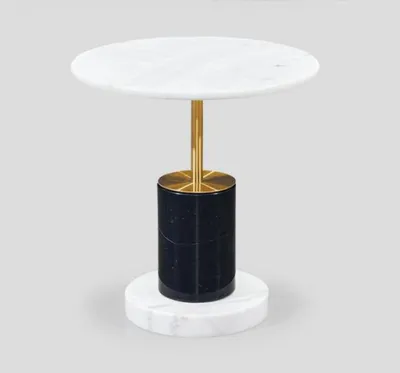 Produktbild von Weißer Marmorimitation Beistelltisch Designer Runder Stil Ablagetisch Tisch