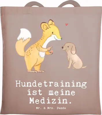 Produktbild von Mr. & Mrs. Panda Jutebeutel Fuchs Hundetraining - Braun Pastell - Geschenk, Welpenschule, Hundeschule, Shopping Tasche, Hundeprüfung, Jutetasche, Baumwolltasche, Tote Bag