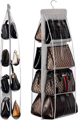 Obrázok produktu pre Organizér na kabelky do šatníka, čierny, nylon, 100x34 cm