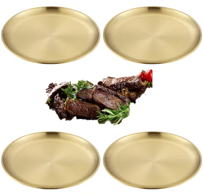 Immagine prodotto di Omgoods - Set di 4 ciotole decorative rotonde dorate in acciaio inossidabile, diametro 20 cm