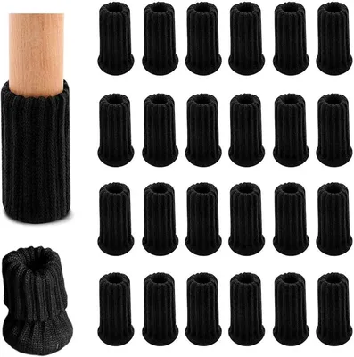 Produktbild von Rutschfeste Möbelschuhe, 24 Stück Stuhlbeinschoner für Möbel und Bodenschutz (Schwarz)