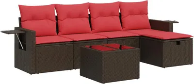 Zdjęcie produktu dla vidaXL 6-częściowa sofa ogrodowa z poduszkami z brązowego polirattanu