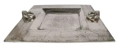 Imagen del producto de Bandeja de servicio Mars & More con asas, hierro, color plata, altura 44 cm, 44x44 cm