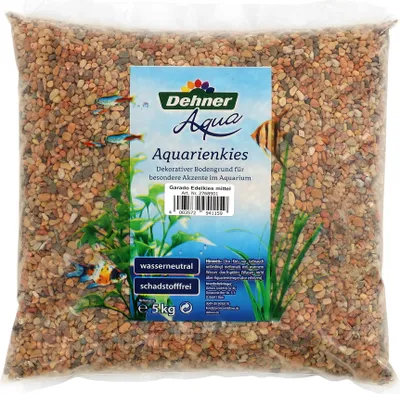 Produktbild von Dehner Aqua Aquarienkies, Edelkies, Körnung 3 - 5 mm, 5 kg, braun/grau