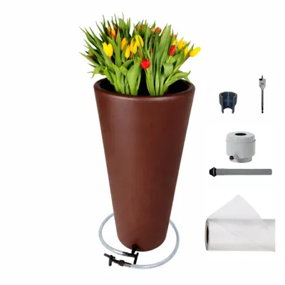 Produktbild von Toscana 2in1 M Regentonne 100 l rostbraun, inkl. Füllautomat, Bohrer, Auslaufhahn, Entnahmeschlauch und Schlauchhalter