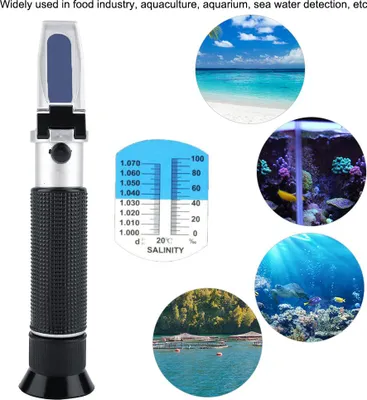Image de Refractomètre de salinité portatif 0-100% Salinomètre Testeur de concentration de sel dans l'eau de mer