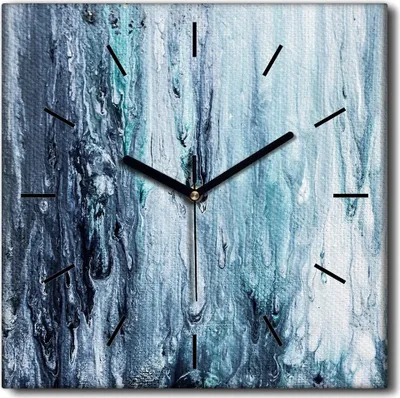 Produktbild von Coloray Uhr auf Leinwand 30x30 cm Wand Uhr Dekoration Wohnzimmer Segeltuch schwarze Hände -Abstraktion Kunstkunst
