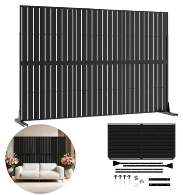 Productafbeelding van XINZI Ruimtelijke scheiding, privacy scherm, geschikt voor binnen en buiten. Eenvoudige montage. Ruimtescheiding voor terras, balkon. Paravent, zwart, 180 x 40 x 123 cm