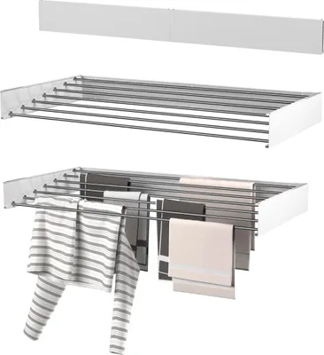 Produktbild von Wasophoogte® Wäscheständer Ausziehbar, wäscheständer wand, 8,4m Trockenlänge, Klappbarr Waschetrockner 120cm, Weiß
