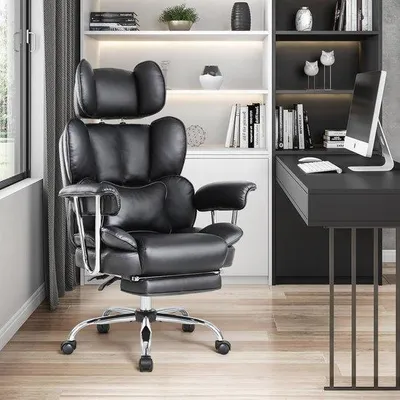 Produktbild von Famanu Bürostuhl Ergonomisch mit hoher Rückenlehne und Lendenkissen - Schwarz