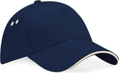 Image de Beechfield B15C | Casquette Ultimate 5 Panel - Sandwich Peak / Casquette / Bonnet / Chapeau - Couleur : French Navy/Putty - Taille : One Size