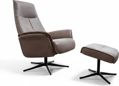 Produktbild von KAWOLA Relaxsessel JOSIANE Drehsessel Lederfaserstoff anthrazit mit Hocker