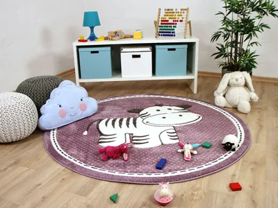 Produktbild von Kinder Teppich Maui Kids Zebra Lila Rund, Größe:200 cm Rund