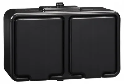 Image de Prise double apparente, hermétique, noire, IP44, Cedar NT230H05