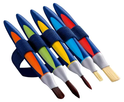 Produktbild von griffix Pinsel-Set mit 5 verschiedenen Pinseltypen und Pinselband
