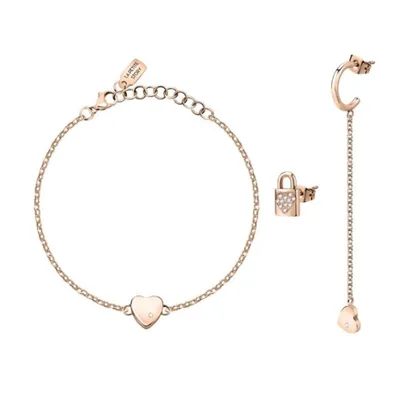 Image de Ensemble de bijoux fantaisie en bronze LPS20ASD01 (bracelet, 2 boucles d'oreilles simples)