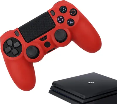 Immagine prodotto di Custodie e skin per PS4, PlayStation 4 - Custodia per videogiochi ad alte prestazioni - Coperture con impugnatura morbida - Accessori per controller antiscivolo - Rosso
