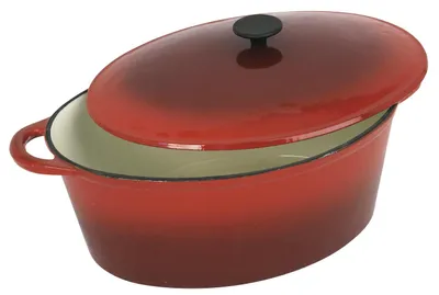 Ovale Emaille-Gusseisen-Pot 9 L Rot 37 cm für alle Herdarten
