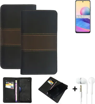 Produktbild von K-S-Trade Handyhülle + Kopfhörer kompatibel mit Xiaomi Redmi Note 10 5G Schutzhülle Walletcase Bookstyle Tasche Schutz Case Hülle Wallet Cover