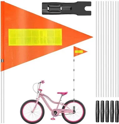 Productafbeelding van Oranje Fietswimpel 180 cm - Veiligheidswimpel voor Kinderen met Verstelbare Wimpelstang en Reflectie