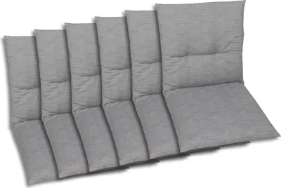 Produktbild von GO-DE Textil, Sesselauflage Niederlehner, 6er-Set, Farbe: grau, Maße ca.: 98 cm x 48 cm x 5 cm