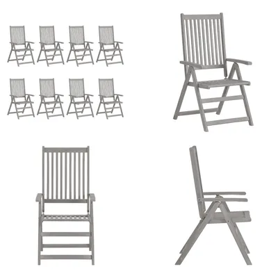 Immagine prodotto di vidaXL Sedie da giardino regolabili 8 pz. Legno massiccio di acacia grigio - Sedia da giardino - Sedia - Sedia - Sedie