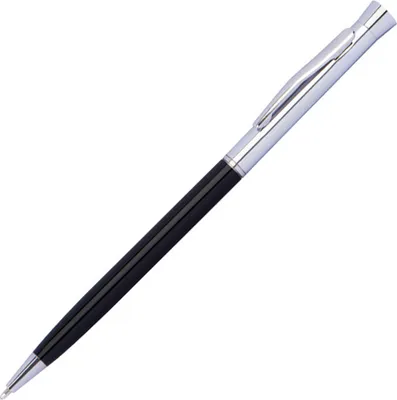 Produktbild von Schlanker Drehkugelschreiber aus Metall / Farbe: schwarz/silber