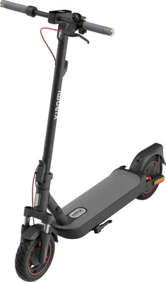 A studio shot of an electric scooter against a white background.