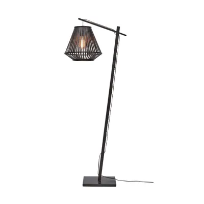 Produktbild von GOOD&MOJO - Stehleuchte Merapi - Bambus Schwarz - 57x30x150cm für Wohnzimmer, Schlafzimmer