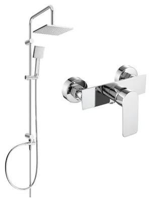 Image de Mexen Tord ensemble de douche en saillie avec pommeau de douche et robinet de douche Alfa, chrome - 745740200-00