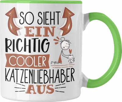 Produktbild von Trendation - Katzenliebhaber Tasse So Sieht Ein Richtig Cooler Katzenliebhaber Aus Geschenk Lustiger Spruch Geschenkidee (Grün)