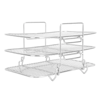 Image de 3 Layer Fryer Rack Stainless Steel Stackable Grill Rack 3 Tier Baking Rack for Household Use
