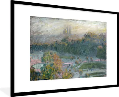 Produktbild von MuchoWow® Gerahmtes Poster Die Tuilerien - Gemälde von Claude Monet 90x60 cm - Poster mit Schwarzem Bilderrahmen Wandposter Rahmen Foto Bilder - Wanddekoration - Fotos