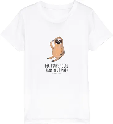 Produktbild von Mr. & Mrs. Panda Kleinkinder T-Shirt Faultier Vogel 5-6 Jahre (110/116) - Weiß - Geschenk, Kinder Öko, Jungen, Kurzarm, Faultiere, Teenager, Kindershirt, Morgenmuffel