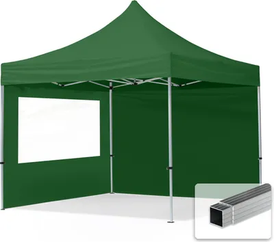Immagine prodotto di TOOLPORT 3x3m gazebo pieghevole con laterali (finestre panoramiche), ECONOMY alluminio, verde scuro
