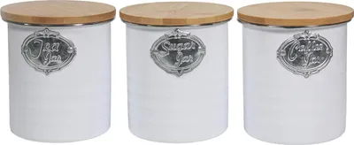 Produktbild von Vorratsdosen 3er-Set mit Holzdeckel Landhaus Weiß neuetischkultur