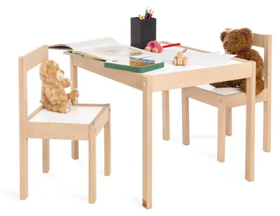 Produktbild von Pinolino Kindersitzgruppe 'Olaf', 3-tlg. Teilmassiv: Buche unbehandelt und Nachbildung Uni, weiß