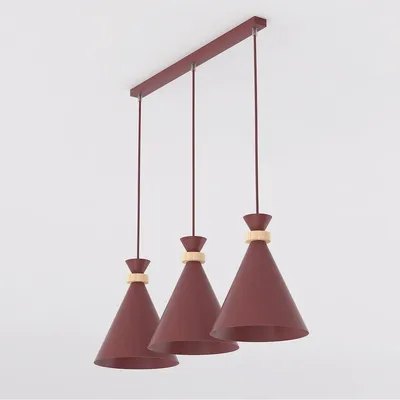 Productafbeelding van Hanglamp Zero van bordeauxrood staal en hout