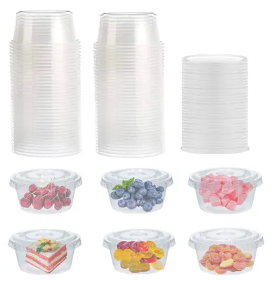 Zdjęcie produktu dla Pojemniki plastikowe z pokrywką - Szczelne - 150 ml - 50 sztuk - Przezroczyste
