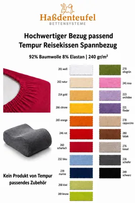 Produktbild von Kissenbezug passend für TEMPUR Reisekissen 25 x 31 x 10/7 cm – Baumwolle Elasthan