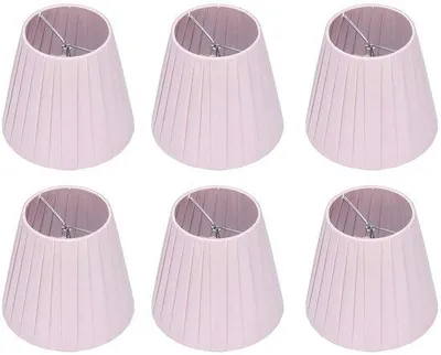 Productafbeelding van Roze kroonluchter - Lampenkappen set van 6 - Moderne decoratie - Roze - Stoffen lampenkappen - Geschikt voor tafellampen - Wandlampen