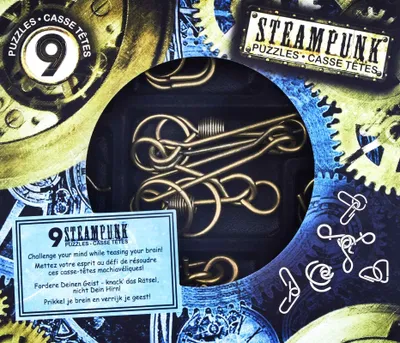 Zdjęcie produktu dla Łamigłówki metalowe Steampunk niebieski zestaw 9 sztuk