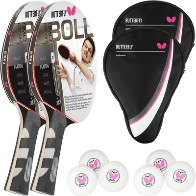 Produktbild von Butterfly 2x Timo Boll Platin 85025 Tischtennisschläger + 2x Tischtennishülle Drive Case + 6 x 3*** 40+ Tischtennisbälle