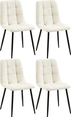 Produktbild von CLP 4er Set Esszimmerstuhl Tilde gepolstert mit Rückenlehne bis 150 kg belastbar creme Material Stoff
