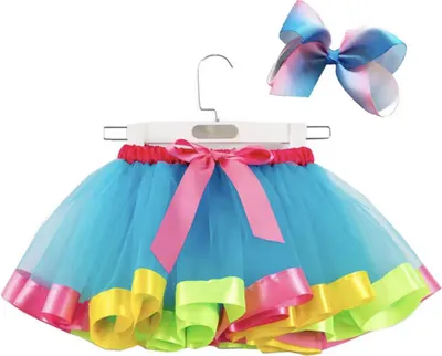 Obrázok produktu pre Jumada's – dievčenské tutu M 2–3 roky – svetlo modrá, ružová, žltá a zelená – farebná sukňa – party tanečné dúhové sukne – dievčenské oblečenie – detské oblečenie