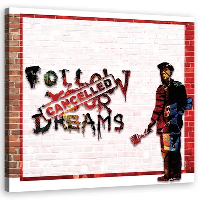 Immagine prodotto di Tela Banksy - Sogni irrealizzati 40x40 Feeby Orange quadro per la parete pronto per essere appeso